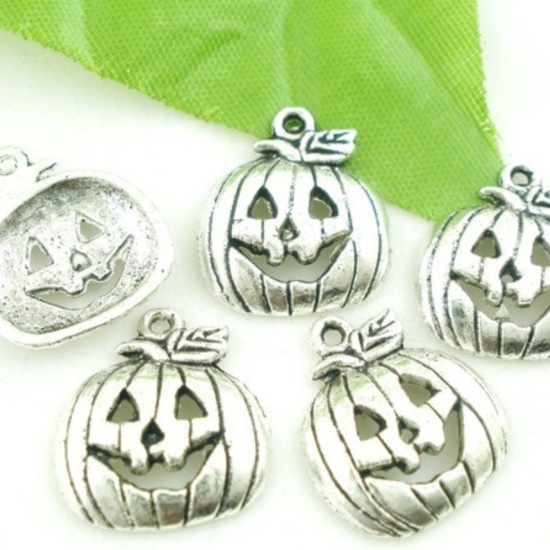 Bild von Antiksilber Allerheiligen Kürbis Anhänger Perlen Beads 18x16mm.Verkauft eine Packung mit 40