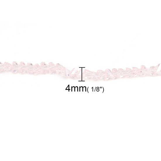 Image de Perles en Verre Triangle Rose Clair Transparent 4mm x 4mm, Trou: 0.8mm, 38cm long, 1 Enfilade (env. 145 - 125 Pcs/Enfilade)