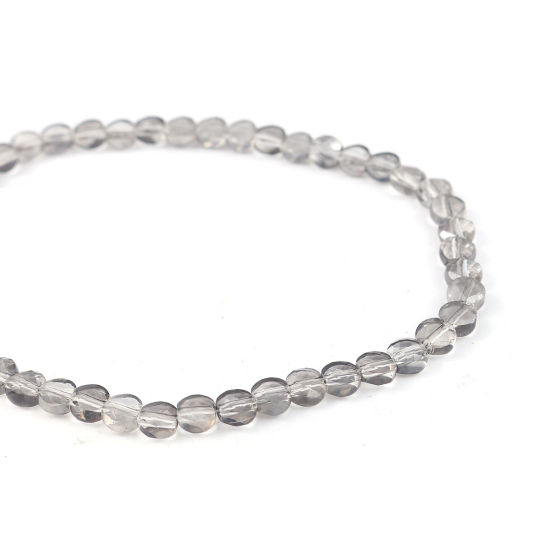 Picture of Glass Beads Flat Round Gray Transparent Faceted About 6mm Dia, Hole: Approx 1mm, 56cm(22") - 45cm(17 6/8") long, 1 Strand (Approx 95 - 80 PCs/Strand)