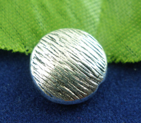 Zinc Based Alloy Spacer Beads Flat Round Antique Silver Color Stripe Carved About 10mm Dia, Hole:Approx 1.6mm, 30 PCs
