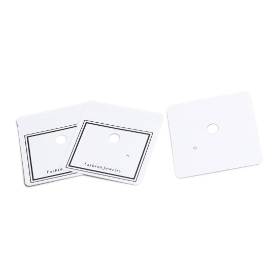 Picture of PVC Jewelry Earrings Display Hanging Card Black & White Rectangle 4.5cm x 4.5cm, 10 Sheets