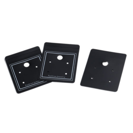Bild von PVC Schmuck Ohrringe Display Karte Rechteck Schwarz kann aufgehängt 5.5cm x 4.5cm, 10 Blätter