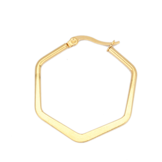 Immagine di 304 Acciaio Inossidabile orecchino cerchio Oro Placcato Esagono 3.5cm x 3.5cm, Posta / Filo Dimensione: (17 misura), 1 Paio