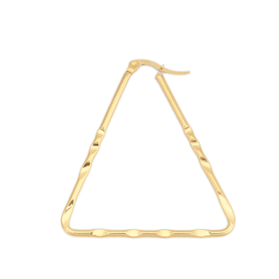 Immagine di 304 Acciaio Inossidabile orecchino cerchio Oro Placcato Triangolo Intagliato 4.8cm x 4.4cm, Posta / Filo Dimensione: (17 misura), 1 Paio