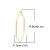 Imagen de 304 Acero Inoxidable Pendientes Círculos Chapado en Oro Hexágono 4.5cm x 4.1cm, Post/ Wire Size: (17 gauge), 1 Par