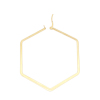 Imagen de 304 Acero Inoxidable Pendientes Círculos Chapado en Oro Hexágono 6.5cm x 6cm, Post/ Wire Size: (17 gauge), 1 Par