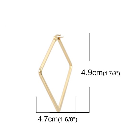 Bild von 304 Edelstahl Ohrreifen Vergoldet Raute 4.9cm x 4.7cm, Drahtstärke: (17 gauge), 1 Paar