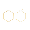 Imagen de 304 Acero Inoxidable Pendientes Círculos Chapado en Oro Hexágono 6.5cm x 6cm, Post/ Wire Size: (17 gauge), 1 Par