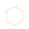 Imagen de 304 Acero Inoxidable Pendientes Círculos Chapado en Oro Hexágono 6.5cm x 6cm, Post/ Wire Size: (17 gauge), 1 Par
