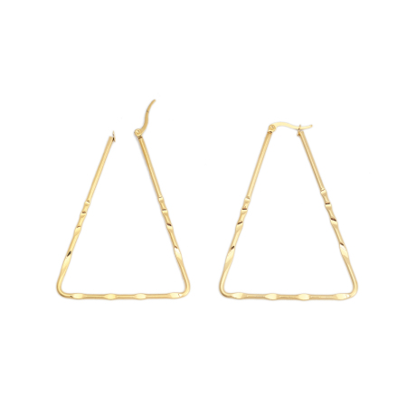 304 Acero Inoxidable Pendientes Círculos Chapado en Oro Triángulo Tallado 6.6cm x 5cm, Post/ Wire Size: (17 gauge), 1 Par