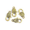 Picture of Zinc Based Alloy Lobster Clasp Findings Oval Gold Tone Antique Gold Carved Pattern Pattern 3cm x 1.6cm, 10 PCs