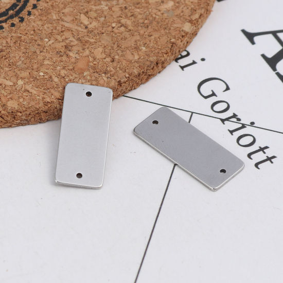 Imagen de 304 Acero Inoxidable Conectores Rectángulo Tono de Plata 21mm x 9mm, 10 Unidades
