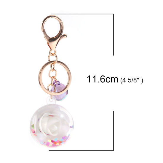 Picture of Keychain & Keyring White Ball Flower Sequins 11.6cm x 4cm, 1 Piece