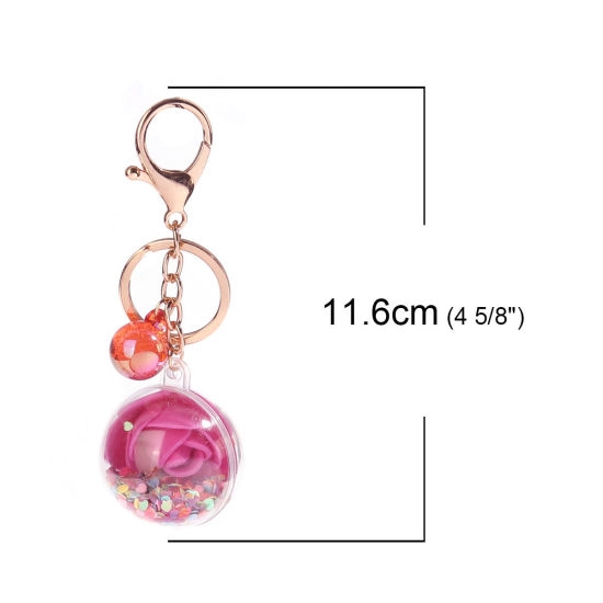 Picture of Keychain & Keyring Fuchsia Ball Flower Sequins 11.6cm x 4cm, 1 Piece