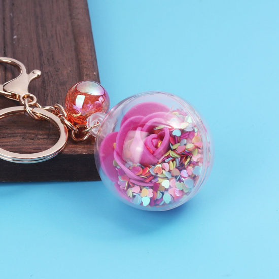 Picture of Keychain & Keyring Fuchsia Ball Flower Sequins 11.6cm x 4cm, 1 Piece