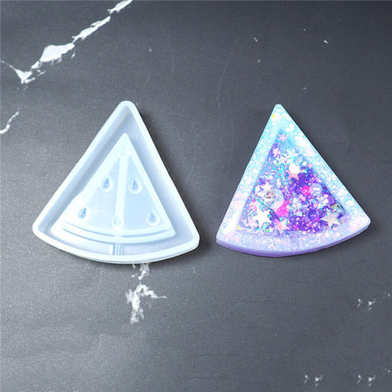 Immagine di Silicone Muffa della Resina per Gioielli Rendendo Cuore Bianco 5.1cm x 4.4cm, 2 Pz