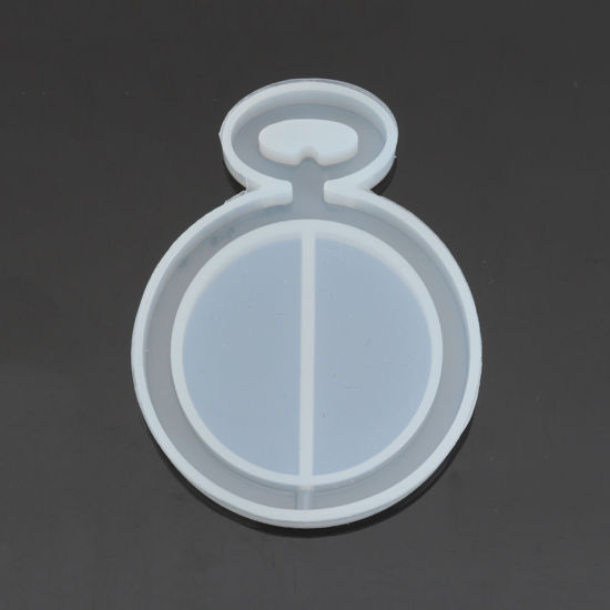 Picture of Silicone Resin Mold For Jewelry Making Pocket Watch White 6.9cm x 5.3cm, 2 PCs