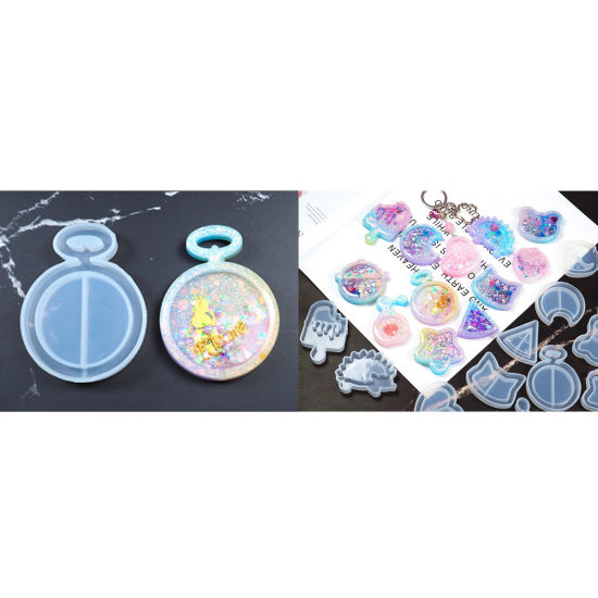 Immagine di Silicone Muffa della Resina per Gioielli Rendendo Orologio da Tasca Bianco 6.9cm x 5.3cm, 2 Pz