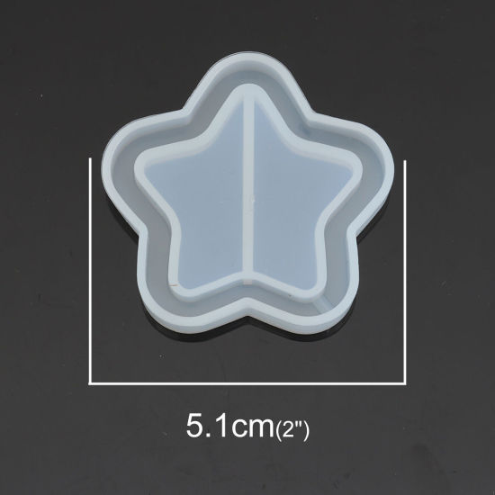 Immagine di Silicone Muffa della Resina per Gioielli Rendendo Fiore Bianco Stella 5.1cm x 5cm, 2 Pz