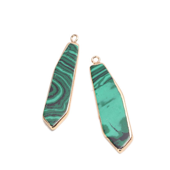 Picture of December Birthstone - (Grade B) Turquoise ( Natural ) Pendants Gold Plated Green Irregular 4.3cm x 1cm, 1 Piece