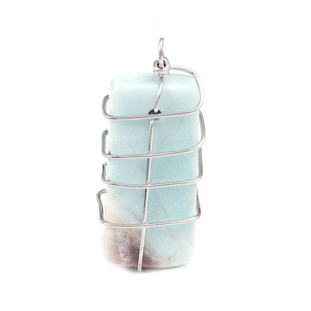 Image de (Classement A) Pendentifs en Aventurine ( Naturel ) Rectangle Argent Mat Bleu 5.2cm x 2cm - 5cm x 2cm, 1 Pièce