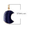 Picture of (Grade A) Agate ( Natural ) Pendants Half Moon Gold Plated Blue 3.7cm x 2cm, 1 Piece
