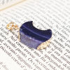 Picture of (Grade A) Agate ( Natural ) Pendants Half Moon Gold Plated Blue 3.7cm x 2cm, 1 Piece
