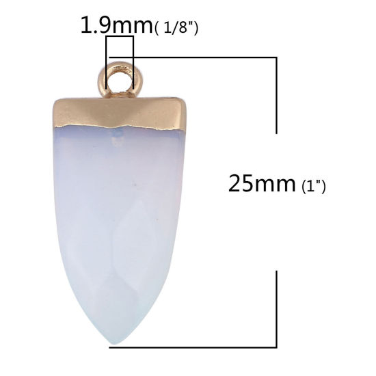 Picture of (Grade A) Opal ( Synthetic ) Charms Gold Plated White Drop Faceted 25mm x 11mm, 1 Piece