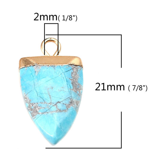 Picture of (Grade A) Turquoise ( Natural ) Charms Gold Plated Blue Drop 21mm x 10mm, 1 Piece