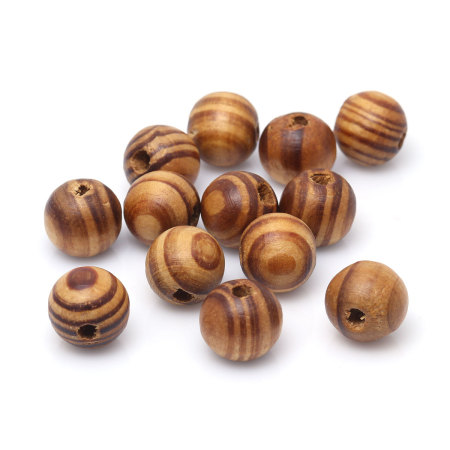 Natural Wood Spacer Beads Round Coffee About 16mm Dia., Hole: Approx 4.3mm, 50 PCs