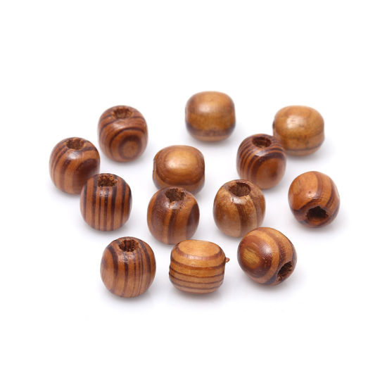 Immagine di Legno Separatori Perline Ovale Colore del Caffè 13mm x 13mm, Foro: Circa 4.1mm, 100 Pz