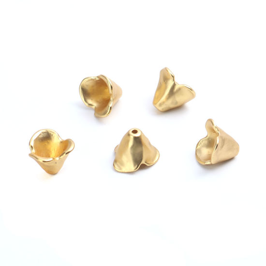 Picture of Zinc Based Alloy Spacer Beads Flower Gold Plated About 13mm x 10mm, Hole: Approx 1.5mm, 5 PCs