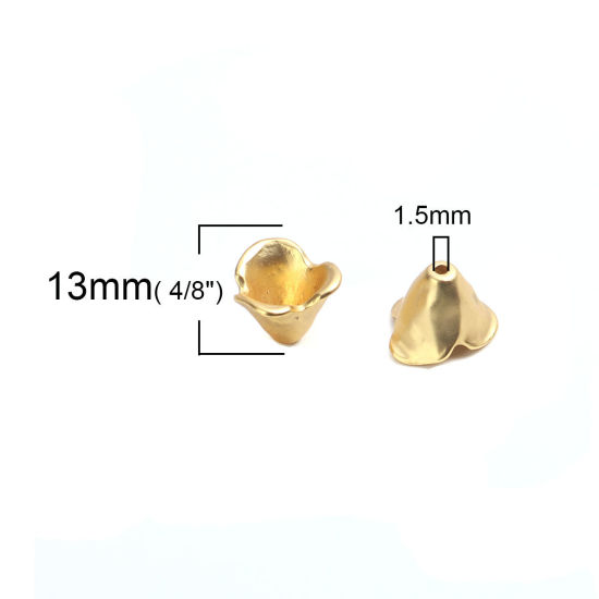 Picture of Zinc Based Alloy Spacer Beads Flower Gold Plated About 13mm x 10mm, Hole: Approx 1.5mm, 5 PCs