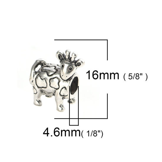 Bild von Zinklegierung Zwischenperlen Spacer Perlen Hirsch Antiksilber Kreis ca. 16mm x 15mm, Loch:ca. 4.6mm, 5 Stück
