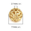 Picture of Zinc Based Alloy Spacer Beads Round Matt Gold Filigree About 11mm Dia., Hole: Approx 2.1mm, 5 PCs