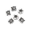Imagen de Zamak Cuentas Cilíndrico Plata Antigua Flor AB Color Rhinestone Aprox 10mm x 9mm, Agujero: Aprox 5.1mm, 10 Unidades