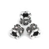 Imagen de Zamak Cuentas Cilíndrico Plata Antigua Flor AB Color Rhinestone Aprox 10mm x 9mm, Agujero: Aprox 5.1mm, 10 Unidades