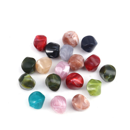 Acrylic Spacer Beads Irregular At Random Mixed Texture Pattern About 15mm x 15mm, Hole: Approx 1.7mm, 20 PCs