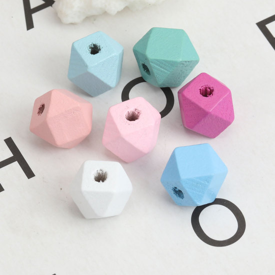 Picture of Natural Wood Spacer Beads Geometric At Random Mixed Faceted About 12mm x 12mm, Hole: Approx 3.2mm, 50 PCs