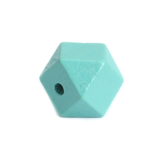 Image de Perles en Bois Naturel Géométrique Vert Menthe à Facettes 20mm x 20mm, Trou: env. 3.4mm, 20 Pcs