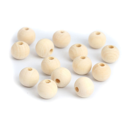 Picture of Hinoki Wood Spacer Beads Round Natural About 12mm Dia., Hole: Approx 3.7mm, 308 PCs