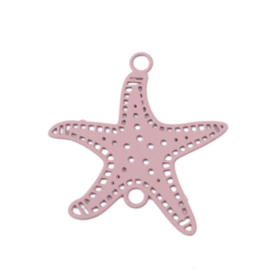 Picture of Brass Filigree Stamping Connectors Star Fish Peach Pink 21mm x 20mm, 20 PCs                                                                                                                                                                                   