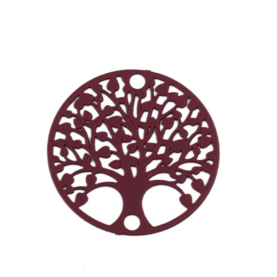 Изображение Латунь Филигранные цветок железа Коннекторы Круглые Вишневый Цвет Древо жизни 20мм диаметр, 10 ШТ                                                                                                                                                             