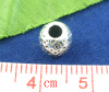 Bild von Zinklegierung Gehämmert Zwischenperlen Spacer Perlen Rund Antiksilber Fleck Geschnitzt ca. 6mm D., Loch:ca. 2.8mm, 50 Stück