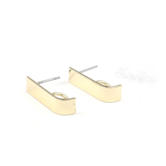 亜鉛合金 イヤリング イヤリングパーツ 長方形 金メッキ ループ付き 19mm x 6mm、 ワイヤーサイズ: （21号）、 10 個 の画像