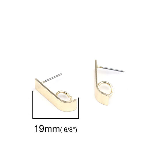 亜鉛合金 イヤリング イヤリングパーツ 長方形 金メッキ ループ付き 19mm x 6mm、 ワイヤーサイズ: （21号）、 10 個 の画像