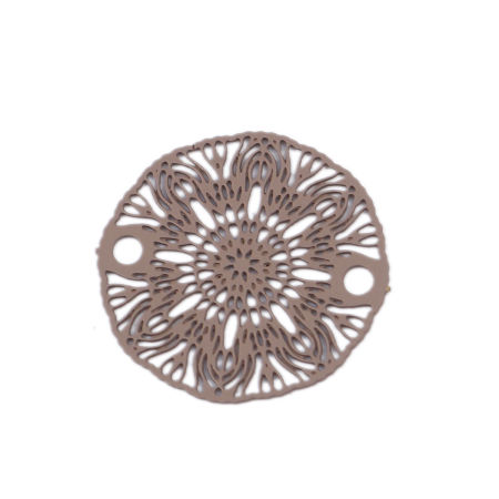 Image de Connecteurs Estampe en Filigrane en Laiton Fleur Café Clair 19mm Dia, 10 Pcs