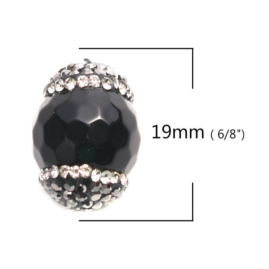 Picture of (Grade A) Agate ( Natural ) Beads Round Black About 19mm x 14mm, Hole: Approx 1.4mm, 1 Piece