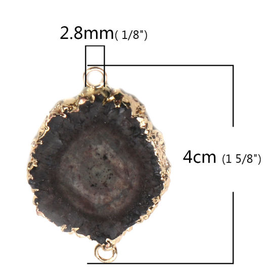 Picture of (Grade A) Copper & Agate ( Natural ) Connectors Oval Dark Gray 4cm x 2.8cm, 1 Piece