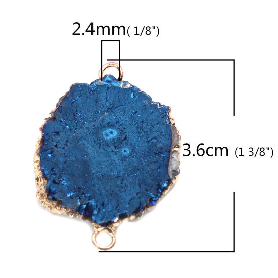 Picture of (Grade A) Copper & Agate ( Natural ) Connectors Oval Blue 3.6cm x 2.6cm, 1 Piece